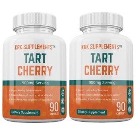KRK Supplements 2 Tart Cherry Extract 900mg Gout Joint Pain Arthritis Supplements Anthocyanins