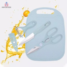 Importeek Kit Utensilios Cuchillo Tijeras Pelapapas Tabla Picar Cocina