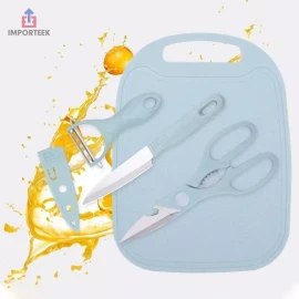 Importeek Kit Utensilios Cuchillo Tijeras Pelapapas Tabla Picar Cocina