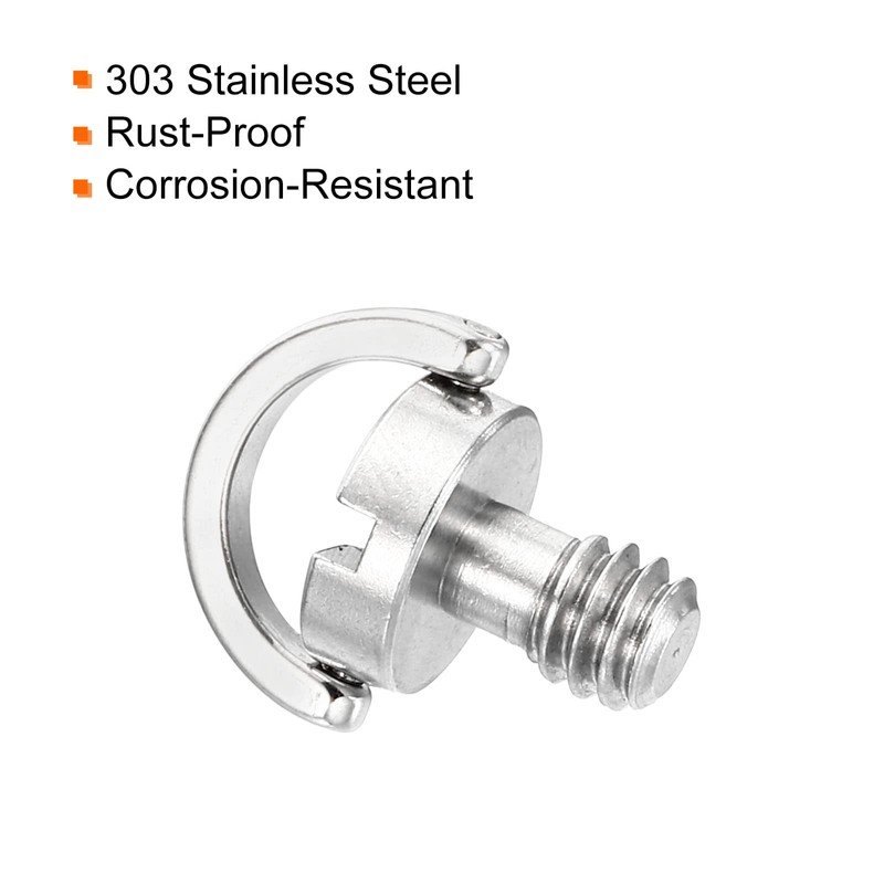 PATIKIL 1/4-20 Screw 13mm Length D-Ring Stainless Steel Camera Retaining