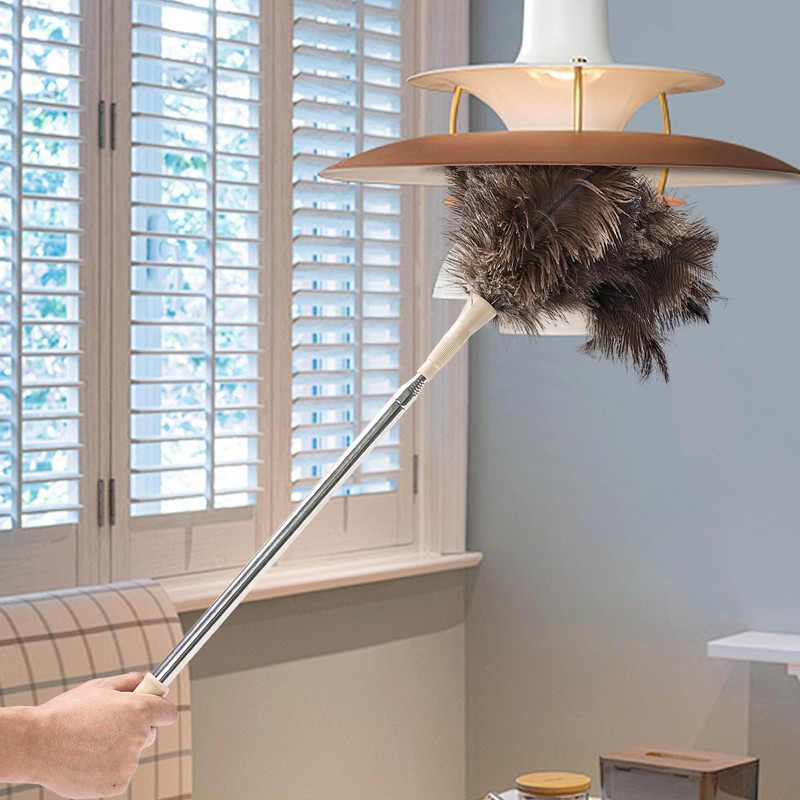 MehelloFeather Ostrich Feather Duster 27-94Inch Retractable Fluffy Natural Detachable Ostrich