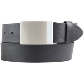 BELTINGER Belt made of full cowhide leather, 4.0 cm, jeans belt for men, 40 mm, denim belt with belt, black, silver