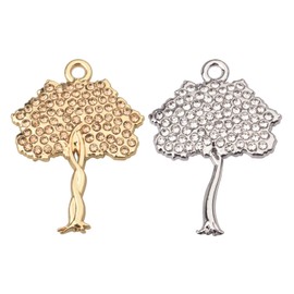 10 Pairs of Gold and Silver Plated Crystal Tree Charms Two Shinny Tree of Life for Jewelry Crafts DIY Findings(10 Pairs Gold and Silver Trees)