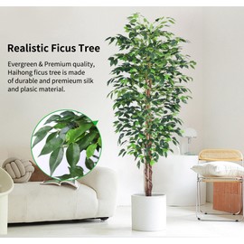 HAIHONG 2Packs 6FT Artificial Ficus Tree,Fake Plants with Sturdy Plastic Nursery Pot,Faux Ficus Trees for Home Office Living Room Farmhouse Indoor Outdoor Decor Perfect Housewarming Gift (6FT-2Packs)