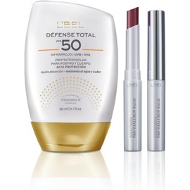 L'BEL Set Protector Solar Defense y Blsamo Solutions Pro Hialuron, Proteccin Facial FPS 50 UVA/UVB Hidratacin Profunda con cido Hialurnico, Rutina Antiedad para Piel Suave, Firme y Radiante