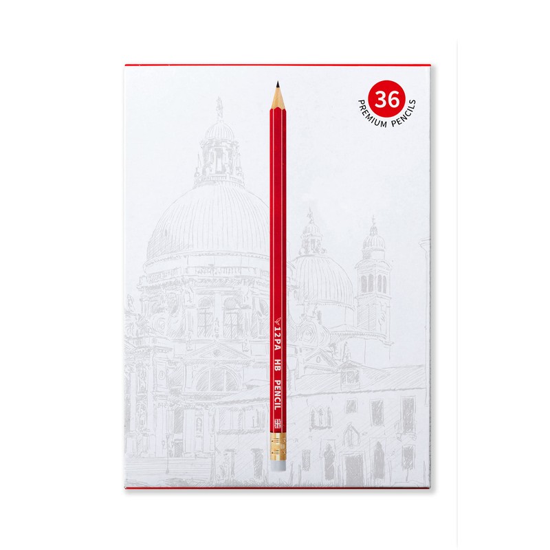 12PA 36 Pencils With Rubbers On The End | HB