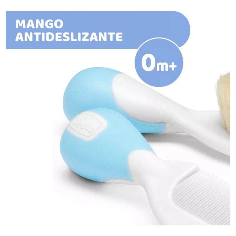Chicco Cepillo Y Peine Chicco Bebé Cerdas Naturales 0m+ Azul