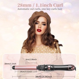 Rotating Curling Iron 28mm/1.1inch Professional Automatic Wave Hair Curling Wand Fast Heating Hair Curlers for Long/Middle/Short All Hair