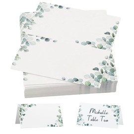BOULESENM 40 Stück Tischkarten Hochzeit, Tischkarten Eukalyptus Grün,Namensschilder Hochzeit,Elegantes Design Sitzplatzkarten Tischdekoration Namenskarten Eukalyptus Hochzeitseinladungskarten