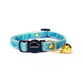 Cognatio Safety Quick Release Cat Collars,Double Velvet with Bell Available in a Range Colors,Perfect for Your Kitty, Adjustable 20-30 cm (20-30cm, Sky Blue)