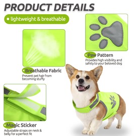 SUNFURA Dog Reflective Safety Vest, High Visibility Adjustable Dog Hunting Harness Vest for Outdoor Activity & Night Walking, Breathable Pet Jacket for Small Medium Large Dogs (Green, XL)