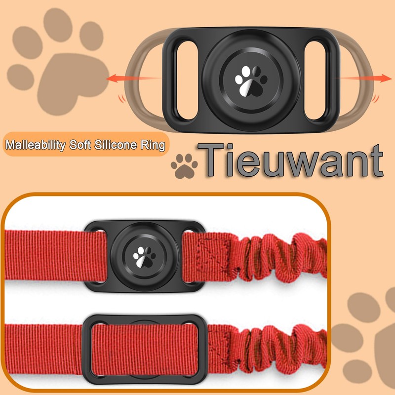 [2 Pack] Waterproof AirTag Dog Collar Holder Case, Silicone Full-Body