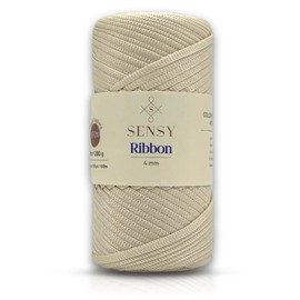 Sensy Premium - Cinta de macramé 100% polipropileno, cordón para bolsa de ganchillo, hilo para tejer, color crudo