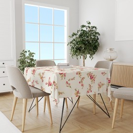 AIBIIN 132x182cm Rectangle Flower Tablecloth Floral Table Cloths Waterproof Fabric Table Cover for Dinner Kitchen Picnic Wedding