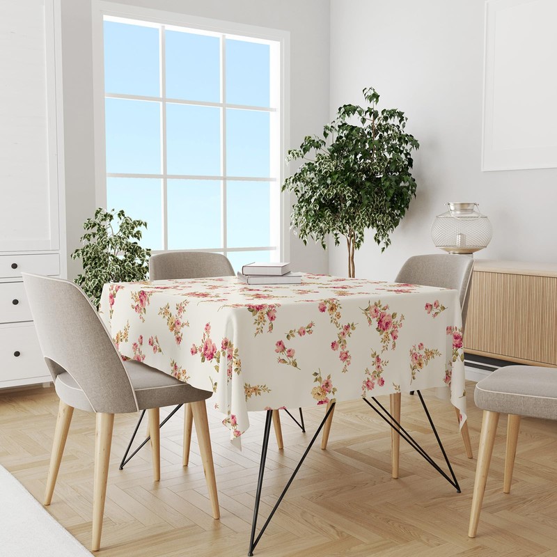 AIBIIN 132x182cm Rectangle Flower Tablecloth Floral Table Cloths Waterproof Fabric