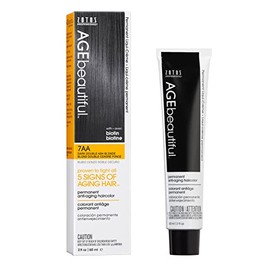 AGEbeautiful Permanent Liqui Creme Hair Color Dye | 100% Gray Coverage | Anti-Aging | Biotin for Thicker, Fuller Hair | Professional Salon Coloring | 7AA Double Ash