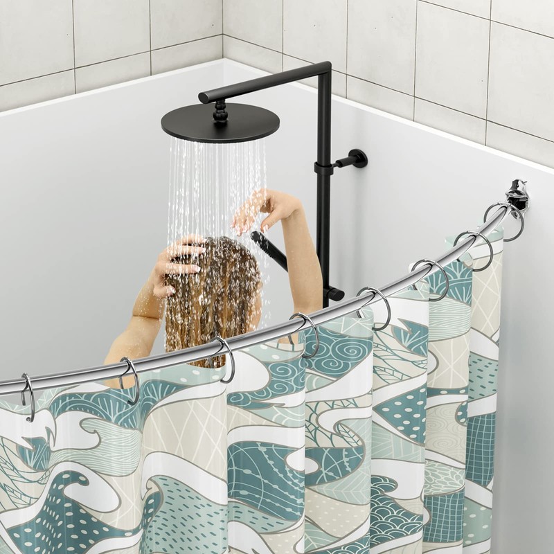 Mcrbeay Adjustable 48-85 in Extra Wide Shower Rods for Bathroom,