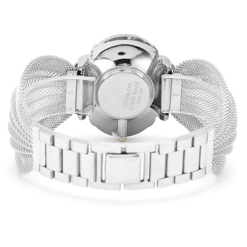 Flower Shape Dial Women Watch Wide Mesh Belt Quartz Elegant