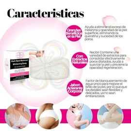 Set 4 Cremas Aclarantes, Jabón, Cremas para Cara, Cuerpo y Zonas Sensibles, Antimanchas, Hidratante, Iluminador de Piel, Elimina Melanina, Uso Diario (Normal, 4 unidad)