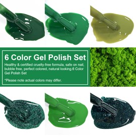 eodci 6-teiliges grünes Gel-Nagellack-Set, Matcha-Grün, immergrünes Nagellack-Gel, Avocado, dunkelgrünes Glitzer-Gel-Nagellack-Set, Soak-Off-Nagelkunst, DIY-Salon, Maniküre, Nagelkunst-Geschenke