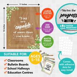 Decorably 15 Farmhouse Themed Motivational Posters for Classroom, 11x14in Matte-Laminated Inspirational Modern Farmhouse Classroom Decor