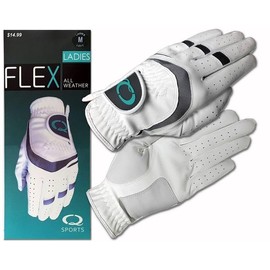 Quality Sports Flex All Weather Golf Glove (White, Left, Medium, Ladies)