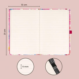 NOTIQUE Lined Notebook with Elastic Band, 13 x 21 cm, Approx. A5, Designer Hardcover Notebook, Notepad, Journal, Diary for Adults, Women (Spring)