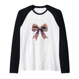 Colorful Dot Bow Graphic Fashion Decor Raglan Baseball Tee