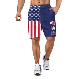 LEOPOM Patriotic Golf Shorts for Men USA Flag Work Polo Dress Men's Lightweight Quick Dry Multi-Pocket 2XL