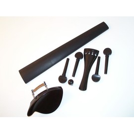 A 4/4 Violin Polished Ebony Parts: Dresden Chinrest, 4 Pegs, Endpin, Fingerboard, Tailpiece VWWS