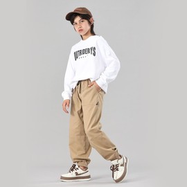 MINI PANDA Boys Stretch Pull On Jogger Pants，Twill Chino Pants for Kids Beige