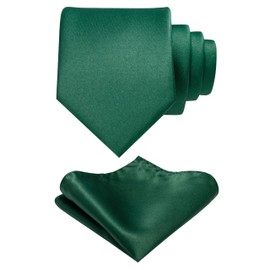RBOCOTT Emerald Green Tie and Pocket Square Necktie Set for Men(29)