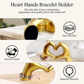 tsevdesno Heart Hands Bracelet Holder Shelf Decor,Modern Home Decor Hand Heart Sculpture,Gold Decor for Living Room,Bedroom,Entry Table (Gold)