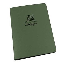 Rite in the Rain Field Ring Binder - Green Cordura Material Cover Loose Leaf 12 mm Capacity 6 Ring Franklin Covey 'Compact Punch' 4⅝ x 7- Inch Holds 4 Writing Instruments Zippered Enclosure