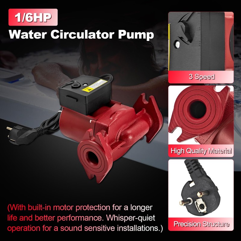 Dewinston UPS26-99SFC 230V 1/6Hp Hot Water Circulation Pump Circulator Pump