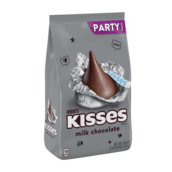 HERSHEY'S KISSES Milk Chocolate Silver Foil, Easter, Candy Bulk Party Pack, 35.8 oz