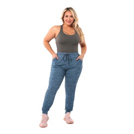 ShoSho Plus Size Womens Cozy Buttery Soft Fleece Lined Joggers Sweatpants with Drawstrings and Pockets Space Dye Print Blue/Aqua 2X