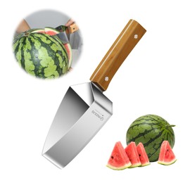2025 Watermelon Slicer, 3-in-1 Stainless Steel Windmill Cutter,3 In 1 Summer Cantaloupe Watermelon Cutting Tool Fork Slicer Knife Set for Home (Silver)