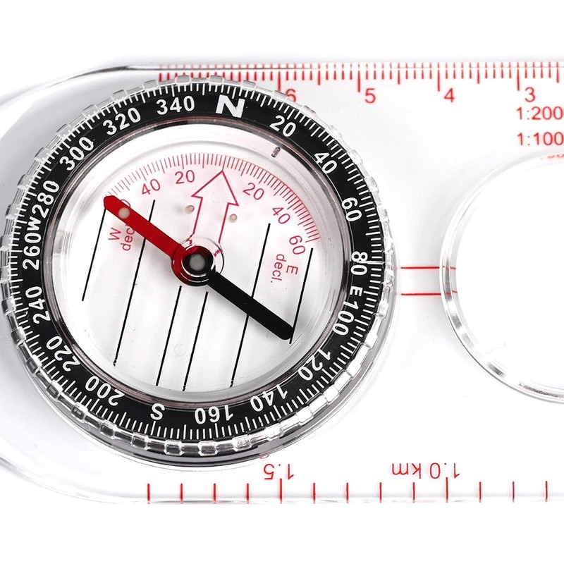 VANANA Outdoor Baseplate Ruler Map Scale Compass for Navigation Camping