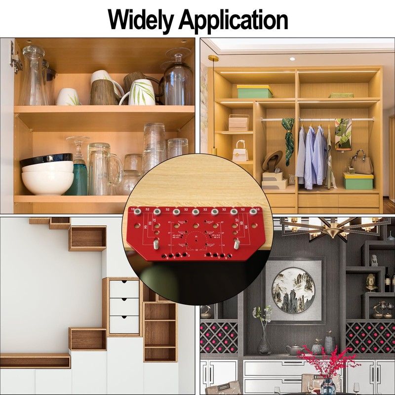 Shelf Pin Hole Jig and Hinge Clamp Two-in-One, with Self-Clamping