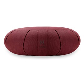 Node Fitness Zafu Meditation Cushion, 15" Round Buckwheat Yoga Pillow with Organic Cotton Cover - Burgundy
