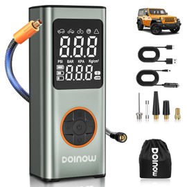 Tire Inflator Portable Air Compressor, 150PSI 7800mAh 3X Faster Inflation Cordless Tire Inflator with Tire Pressure Gauge and Emergency Light, Air Pump for Car Tires, Motorcycle, Bike, Ball