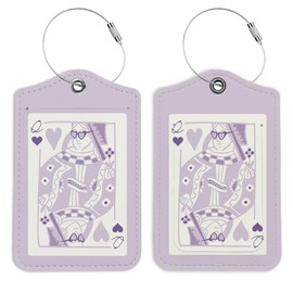 LARTSFRO Preppy Playing Cards Luggage Tags for Suitcases, Purple Luggage Tag, Back to School, Trendy Girly 2 Pack Travel Luggage Tag, Teen Girls Gifts Suitcase Tags
