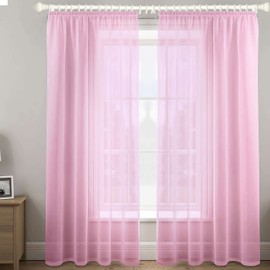Megachest gathering tape voile curtain(Light Pink W 56" x L 72" (2 Panels))
