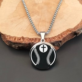 Baseball Athletes Necklace Crafted in Stainless Steel Pendant for Men Women baseball Cross Necklace Bible Verse Isaiah 41:10 Sport Pendant Jewelry Gifts for Son Daughter Sister Brother Bestfriend.