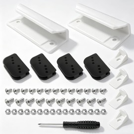 LEYURISE Shed Door Tune-Up Full Kit Compatible with Arrow ShelterLogic Metal Shed Door Replace#: DK100-A, Includes 4 Plastic Lower Guides, 4 Track Slides, 2 White Handles, Screws and Nuts