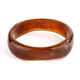 WOWORAMA Brown Acrylic Bracelet for Women Round Chunky Resin Bangle Bracelet Acetate Mottled Bangle Wristband Timeless Fashional Jewellery
