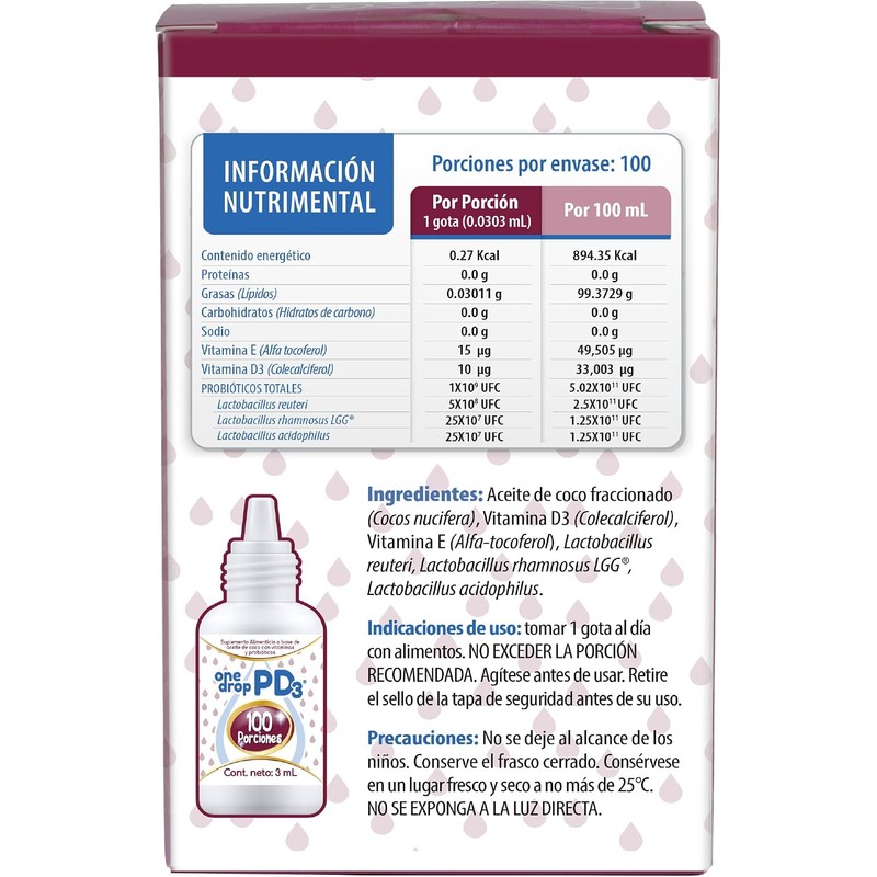 ONEDROP PD3 Probióticos y Vitamina D3 Frasco de 3 mL