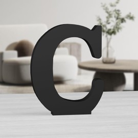 MeteoraPrime Black Wooden Letters 20cm Unfinished Wall Decor Decorative Letters Standing Black Letters in Blocks for Wall Decor for Projects (C)