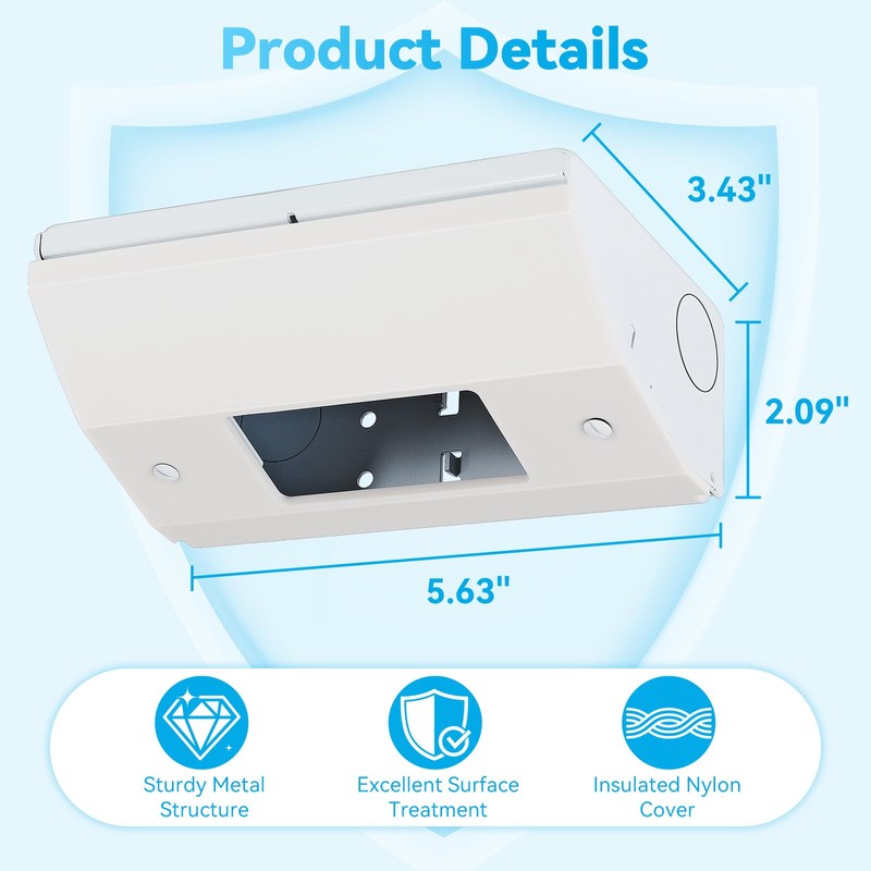 Under Cabinet/Counter Outlet Box for Hidden Outlets, Easy to Install,